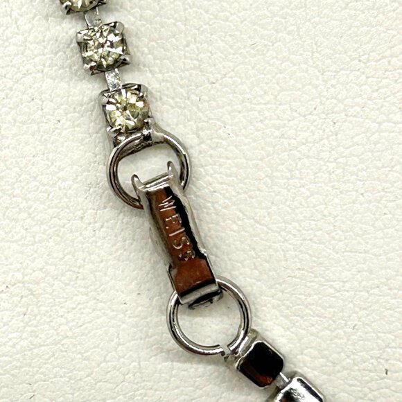 Vintage Weiss Rhinestone Necklace Choker Marquise Round Cut Wedding Formal Retro - Picture 6 of 11